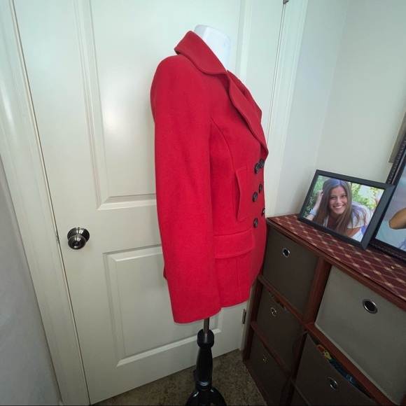 Banana Republic Red Double Breasted Short Italian Wool Coat Sz XS - Picture 6 of 17